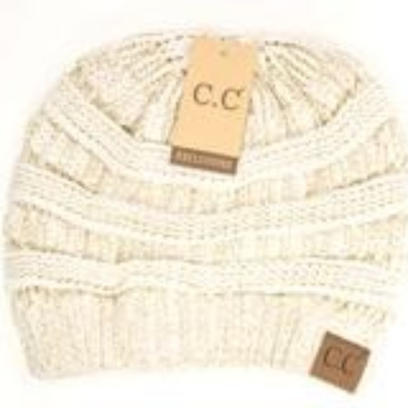 Accessories - Solid Classic CC Beanie Tail in Beige!